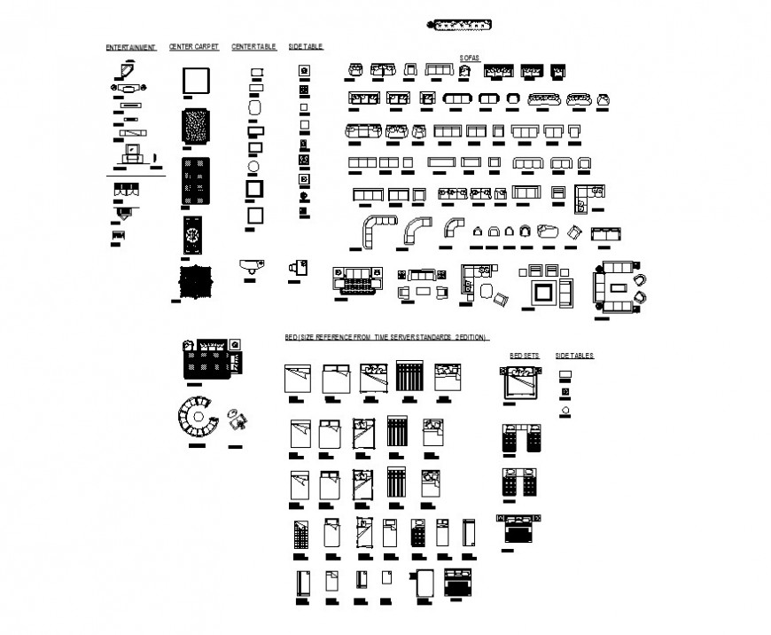 Different Furniture blocks layout file in autocad format